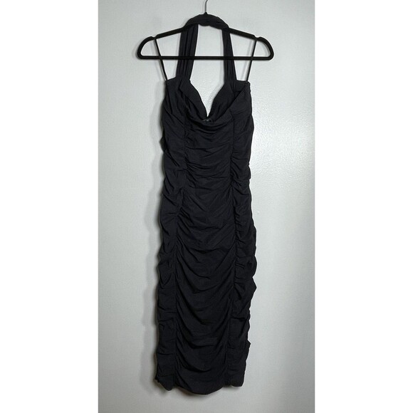 CHIARA BONI La Petite Robe Ruched Halter Dress Size 50 US 12 Black Party Holiday - Picture 3 of 9